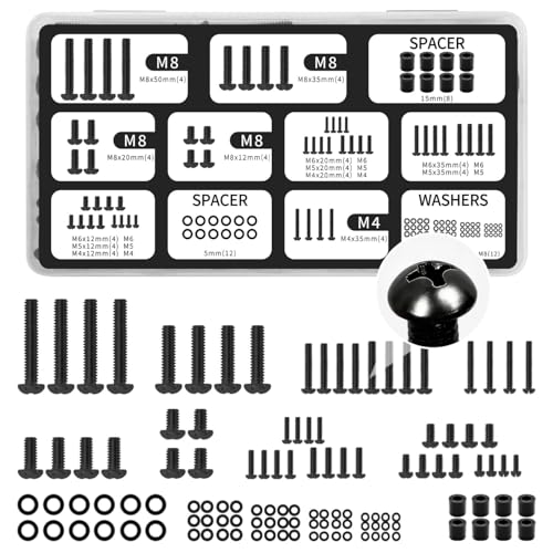 Schrauben für TV-Halterungen – 120-teiliges Schraubenset für die TV-Montage mit M4, M5, M6 und M8, universelle Vesa-Schrauben für die meisten TV-Ständer und -Halterungen
