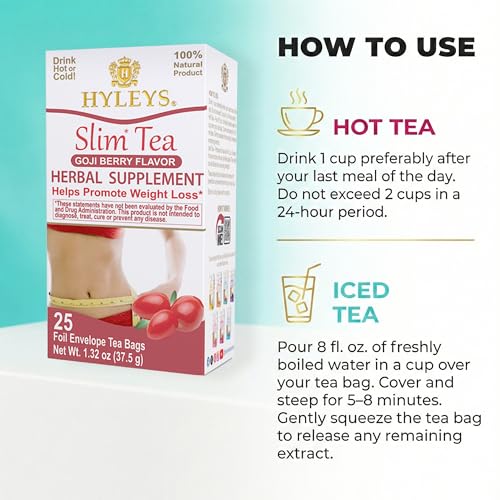 HYLEYS Slim Tea Goji Berry, Weight Loss Detox, Slimming Diet Tea, 25 Bags - image 3