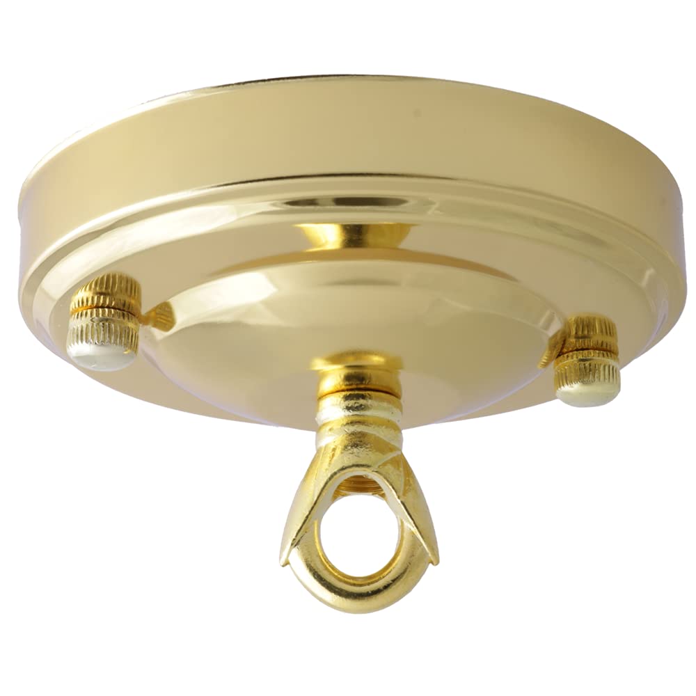 Art Deco Emporium 2 Pack Vintage Period Styled Complete Metal Ceiling Rose with Chain Loop (Fully Earthed) in Brass Finish