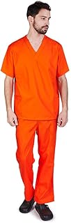 M&M SCRUBS Mens Scrub Set Medical Scrub Top and Pants XL Orange