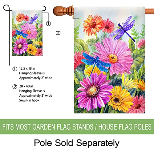 Morigins Dragonfly Flowers Spring Welcome House Flags Double Sided Summer Floral For Patio Lawn Home Outdoor Decor 28X40 Inch #TOP1