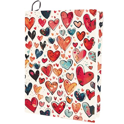 CRASPIRE Heart Stretchable Book Cover Red Washable Reusable Large Nylon Book Protector Elastic Notebook Wraps Suitable for Hardcover Books Classroom Students