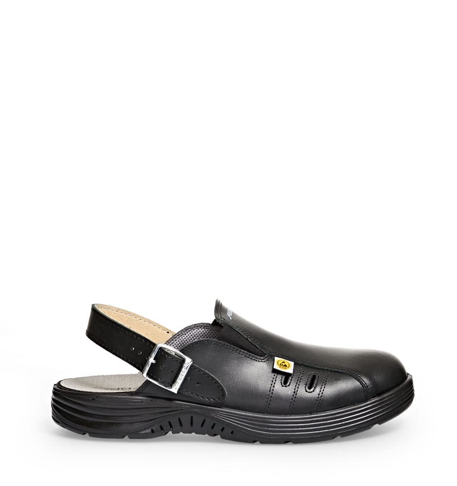 ABEBA 202745 7131042 SB ESD Safety Clog, Slip-Resistant PU-Sole, Black, 43 Size