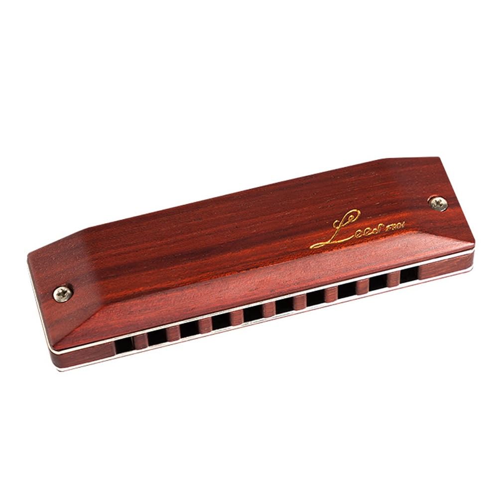 Harmonijka z 10 otworami wykonana w całości z drewna sandałowego Blues Wood, solidny korpus ksylofonu, stroik z brązu fosforowego, standardowa harmonijka dla dorosłych, odpowiednia dla profesjonalistó