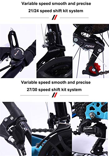 JHKGY Folding Mountain Bike,High Carbon Steel Double Frame Mountain Bike,Full Suspension MTB Bikes,Mountain Bike for Adult Men and Women - Image 4