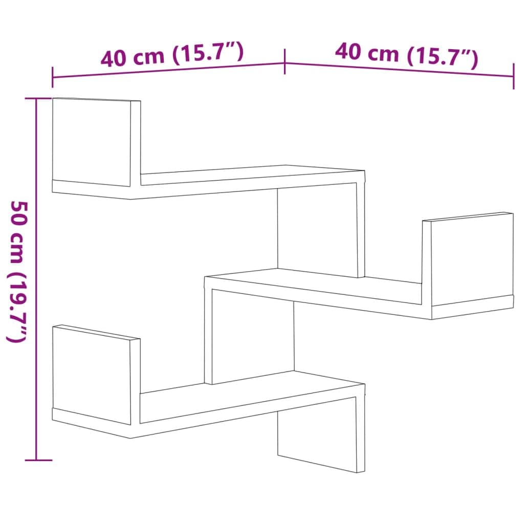 vidaXL Scaffale Parete Angolo Rovere Anticato 40x40x50cm Multistrato
