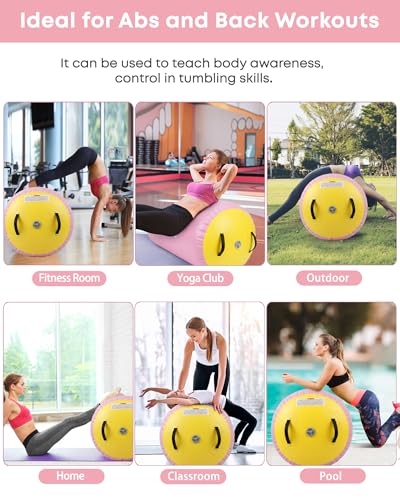 Image of Air Barrel - Air Roller Gymnastics Barrel for Back Handspring Trainer, Air Tumble Mat with Pump for Gym Training /Yoga Balance Exercise /Cheerleading /Home and Outdoor Use