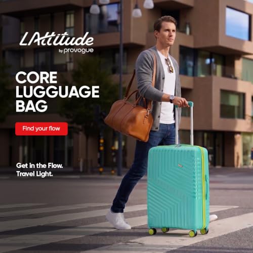 Image of Core Medium Check-in Suitcase 65 cm 24 inch Polypropylene Hard Trolley Bag, 8 Spinner Wheels, Recessed Number Lock, Lightweight Luggage for Men & Women Aegean Blue /Meadow Yellow