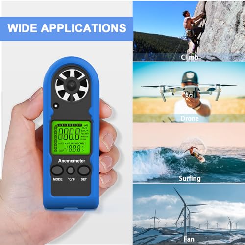 GOYERRNES Handheld Anemometer, MINI Digital Wind Speed Meter Gauge for Air Flow Velocity cfm Measuring Device, Wind Temperature Test for HVAC Outdoor Sailing Shooting Drone Flying 816B