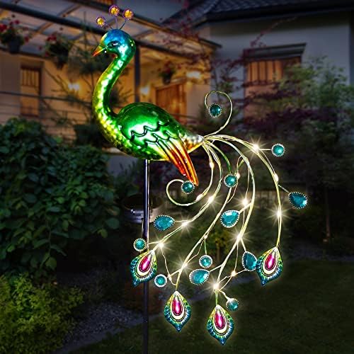 Illuminate Your Garden: 5 Peacock Solar Lights You Didn't Know You Needed 4 Glintoper Solar Garden Lights, 39 Inch Height Outdoor Metal Peacock Decorative Garden Stakes, Mothers Day Ideal Gifts, Waterproof Path Lights Lawn Stake Ornaments for Patio Pathway Yard Decoration