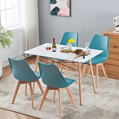 Modern Dining Kitchen Table 43.3"X27.5" Mid Century Dining Room Table With Wood Legs #TOP4