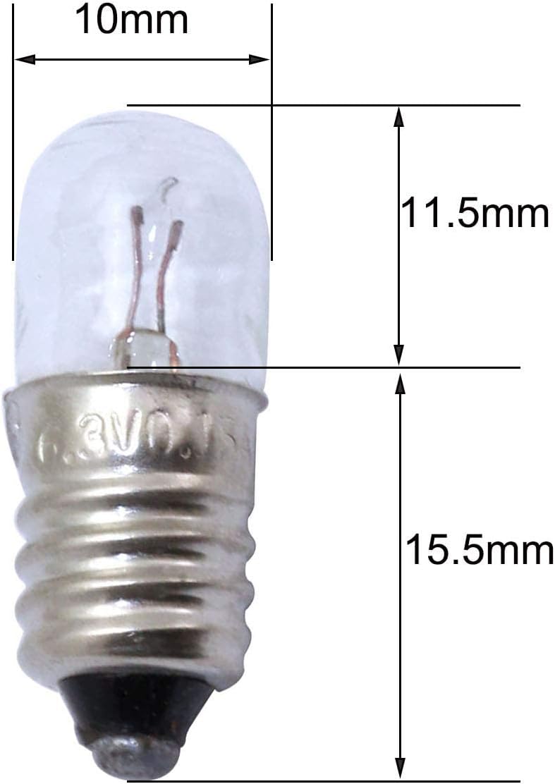 MEETOOT 25pcs E10 Mini Light Bulbs 6.3V 0.15A Physical Electrical Experiment Screw Base Indicator Light Incandescent Bulb Old-Fashioned Flashlight Lamp