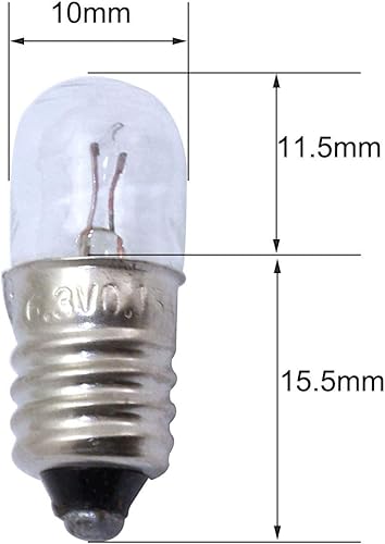 Miniatura 6 de MEETOOT 25pcs E10 Mini Bombillas 6.3V 0.15A Experimento Eléctrico Físico Base Tornillo Indicador Luz Incandescente Bombilla Linterna Antigua Lámpara