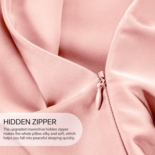 Image of INFIIXSO Body Pillow Cover with Zipper, Luxury Mulberry Silk Long Body Pillow Case 20x54 Inches, Ultra Smooth and Soft Cooling Body Pillow Pillowcase, Gift for Women, Men(Rose Pink)