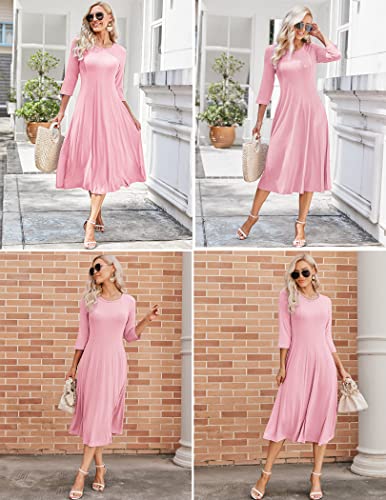 Image of HOTOUCH Women's 3 /4 Sleeve A-line and Flare Midi Long Dress