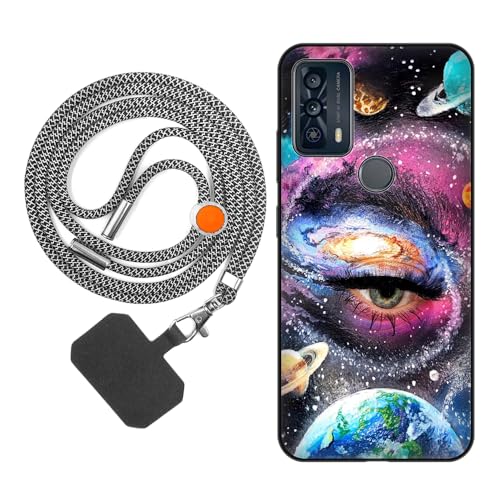 vingarshern Funda Compatible con TCL 20B,Carcasa de Silicona Suave Anti-Choque,Aesthetic Dibujos Protección Case con Correa Colgante Ajustable,Patrón 06
