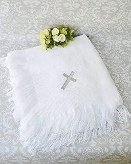 New Christening AVA Embroidered Shawl Baby Blanket
