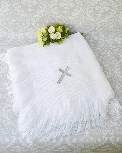 New Christening AVA Embroidered Shawl Baby Blanket
