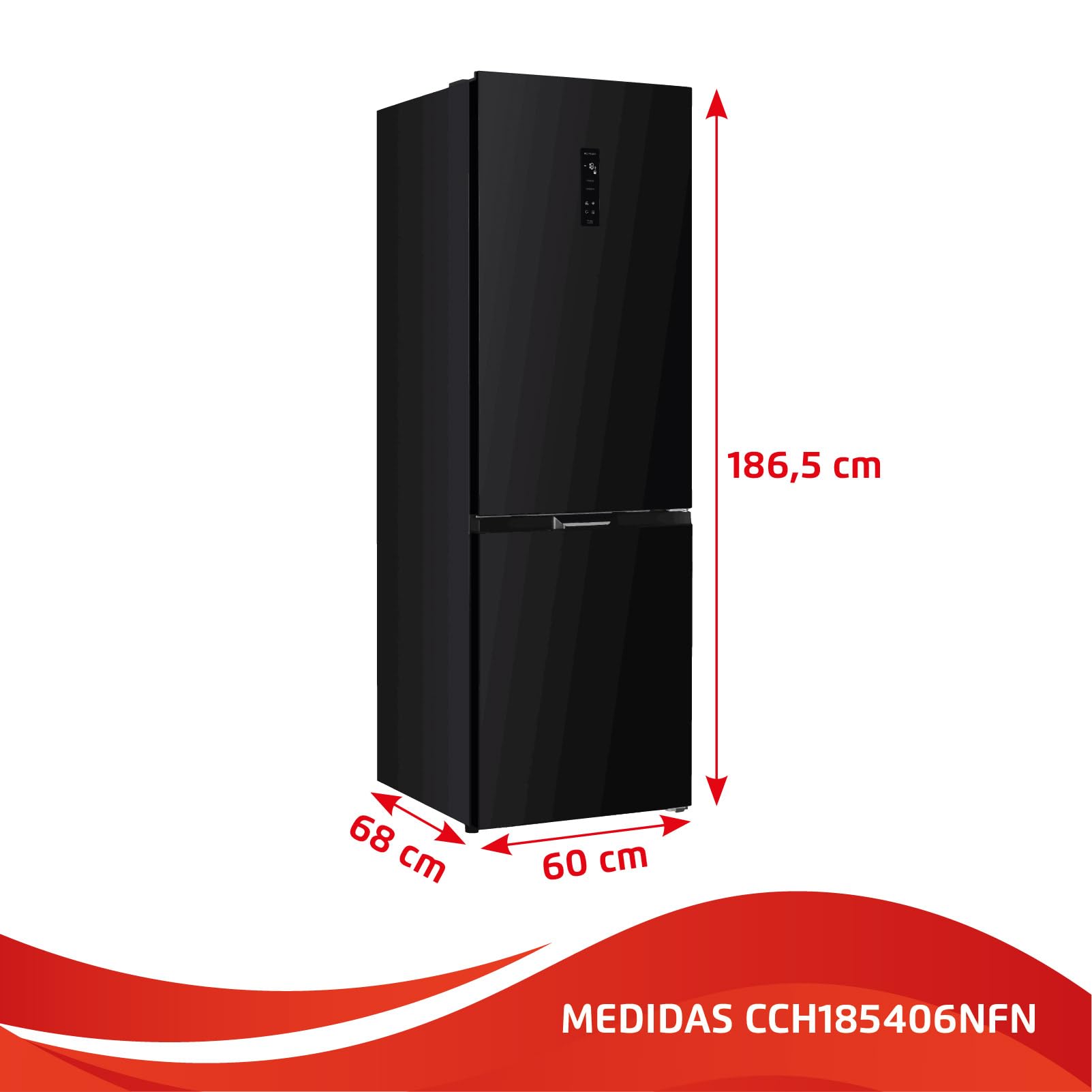 Corberó - Frigorífico Combi | CCH185406NFN | No Frost | 400 L | 186,5 cm | No Frost | Función Eco | Función Vacaciones | Display en la puerta | Negro — view 4