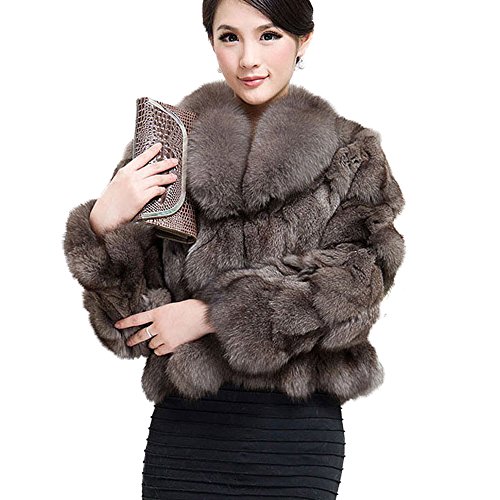 Fur Story Women's Genuine Fox Fur Coat Thick Warm Fur Jacket Winter coat