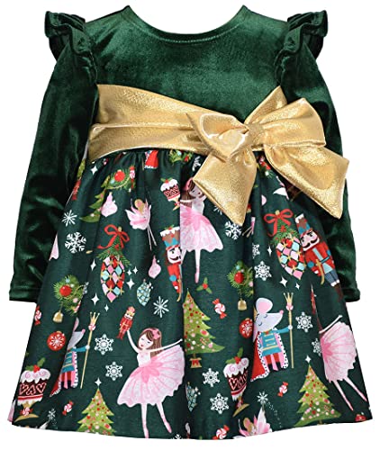 Bonnie Jean Girls Christmas Holiday Special Occasion Party Nutcracker Dress Green: Clothing, Shoes & Jewelry