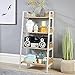 Price comparison product image Home Source Urban Style 4 Tier Rack Open Shelf Display Ladder Bookcase Unit Grey Metal Frame, Oak Finish