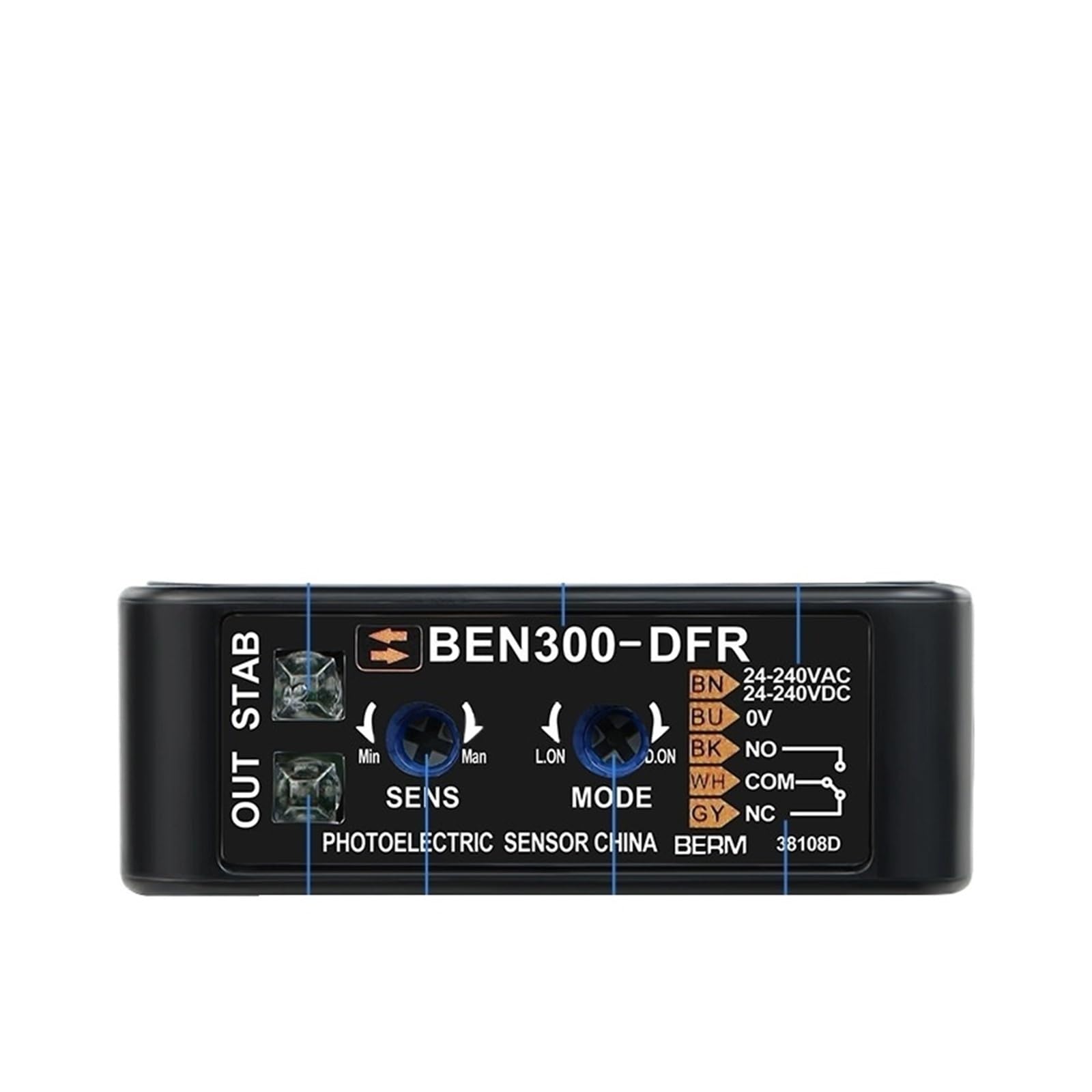 Sensor de haz fotoeléctrico 24-240VAC/VDC fotoeléctrico retrorreflectante