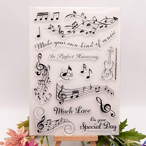 Make Your Own Music Perfect Harmony Much Love on Your Special Day Melody Music Rubber Stamps Clear Stamps for Christmas Card Making Decoration and DIY Scrapbooking Rubber Stamps for Crafts - Image 3