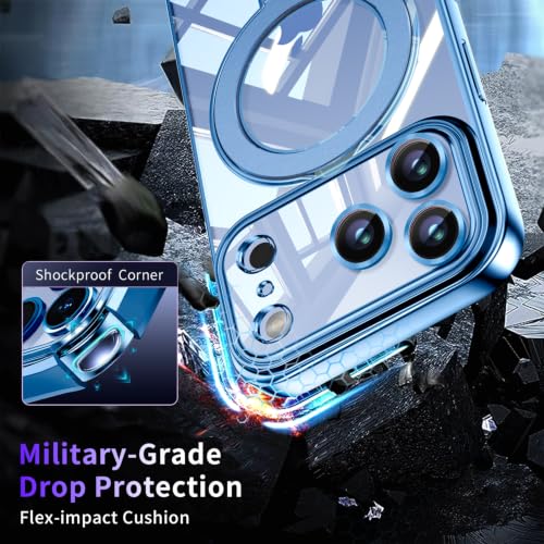 Image of Magnetic for iPhone 5 Pro Case with Invisible Stand[Compatible with MagSafe][Full Camera Lens Protector][Military Drop Protection] Shockproof Not Yellowing Clear Slim Soft for Women Men