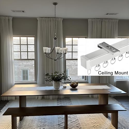 Wall Or Ceiling Mount Curtain Track System, Aluminium Curtain Rod Heavy-Duty Curtain Rails for Living Room Bedroom Room Divider 1.6/3.3/5.6/8.2/9.8/15.7/19.7ft(0.6m(1.97ft))