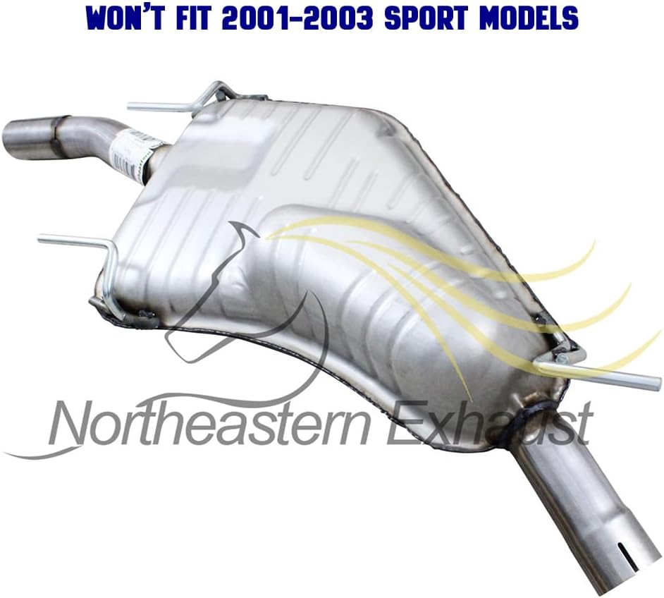 Exhaust Muffler Compatible for 1999-2003 Saab 9-5 2.3L | Stainless Steel | Northeastern Exhaust | Free Clamp Included | Automotive Replacement Part