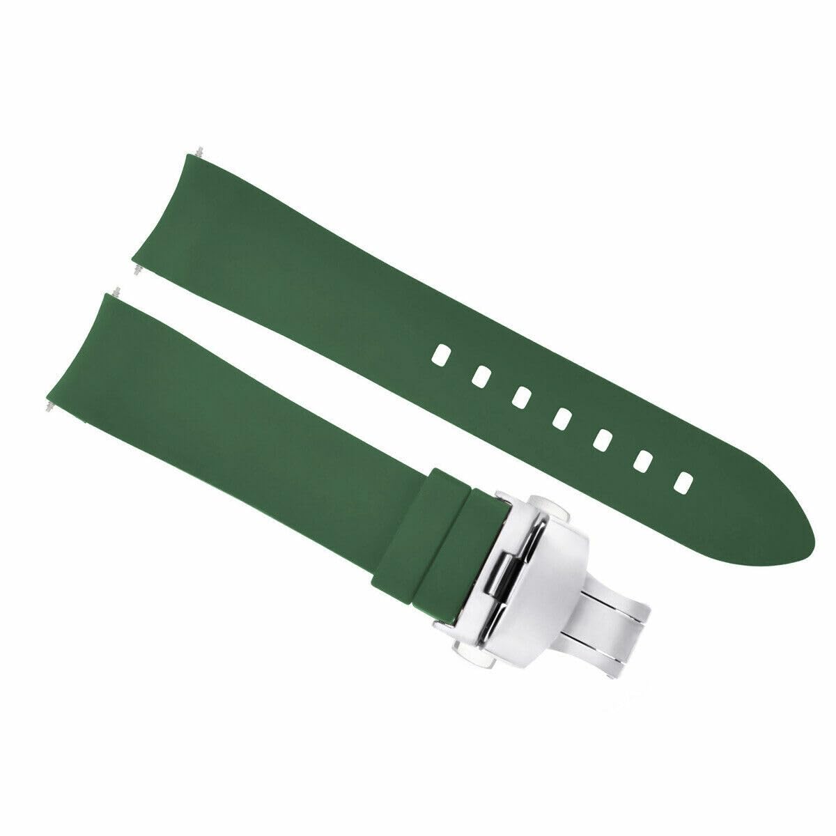 Ewatchparts 24mm Curved End Silicone Rubber Watch Band Strap Green With Black Buckle Compatible With Tag Heuer
