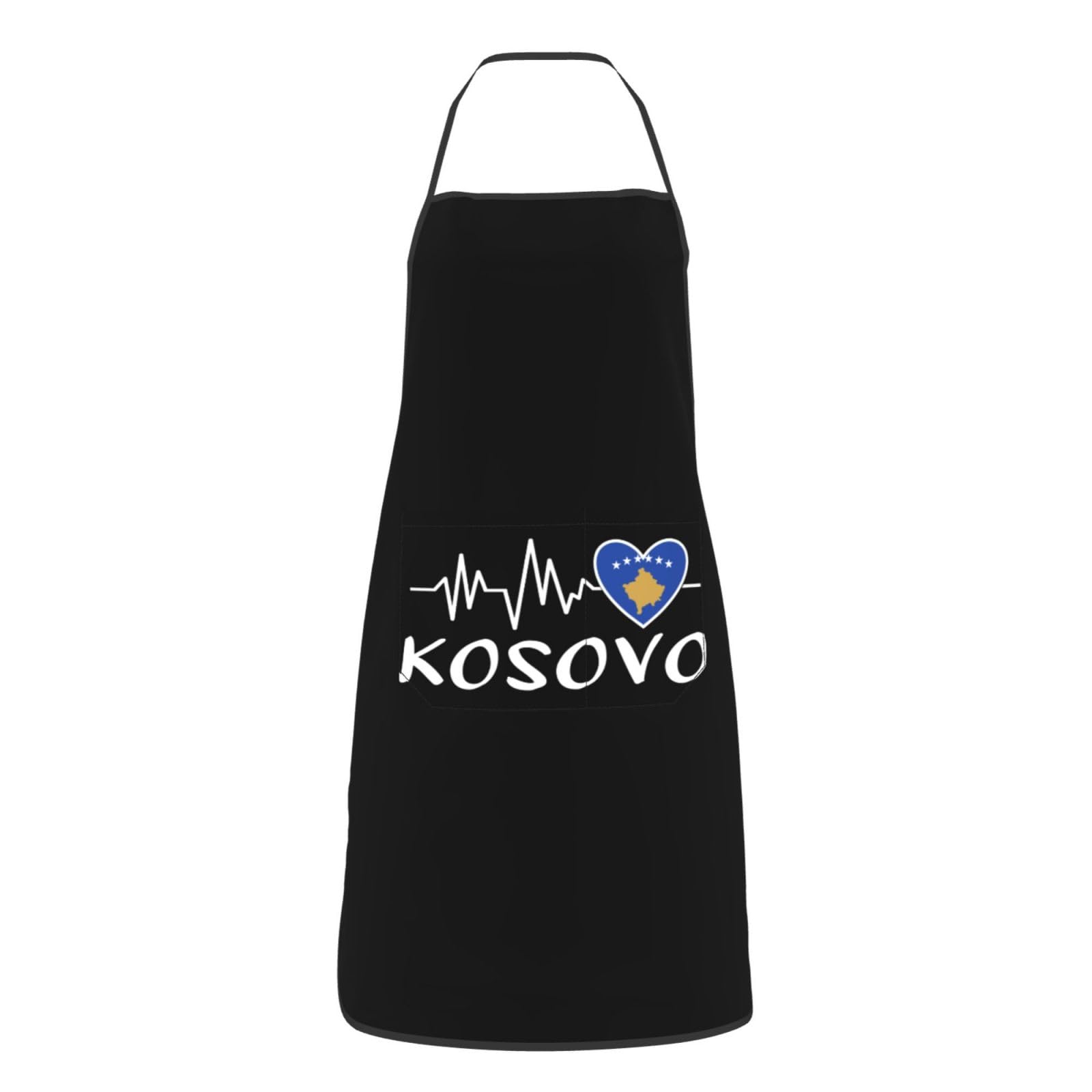 nopicsn Kosovo Heartbeat Apron for cooking with Pockets Women Men Kitchen Chef Funny Aprons