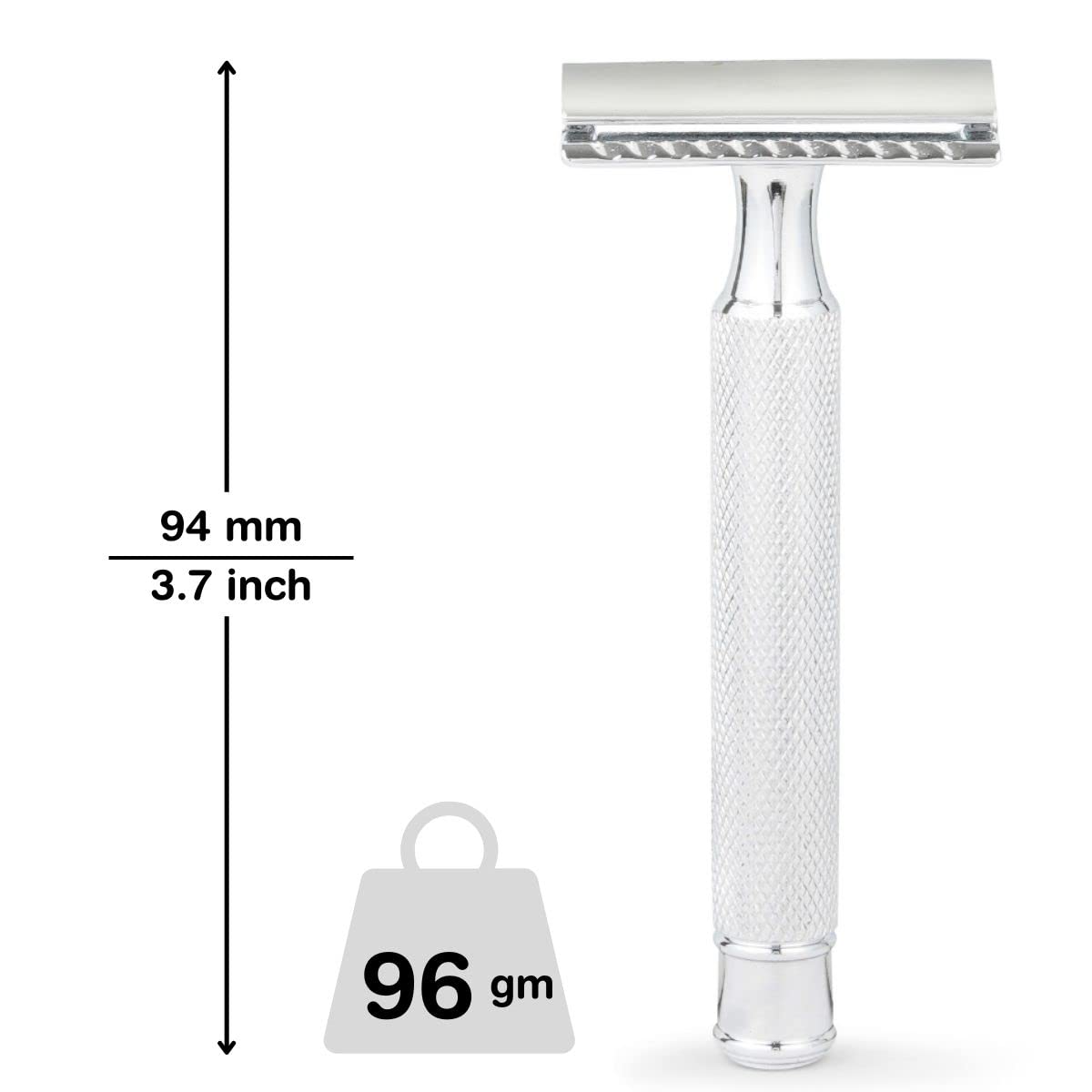 Hajamat Scythe Double Edge Safety Razor for Men| Stainless Steel Shaving Razor for Men | Classic Single blade razor | Traditional closed comb metal razor| Chrome finish | Fits all double edge blades - Image 2 thumbnail