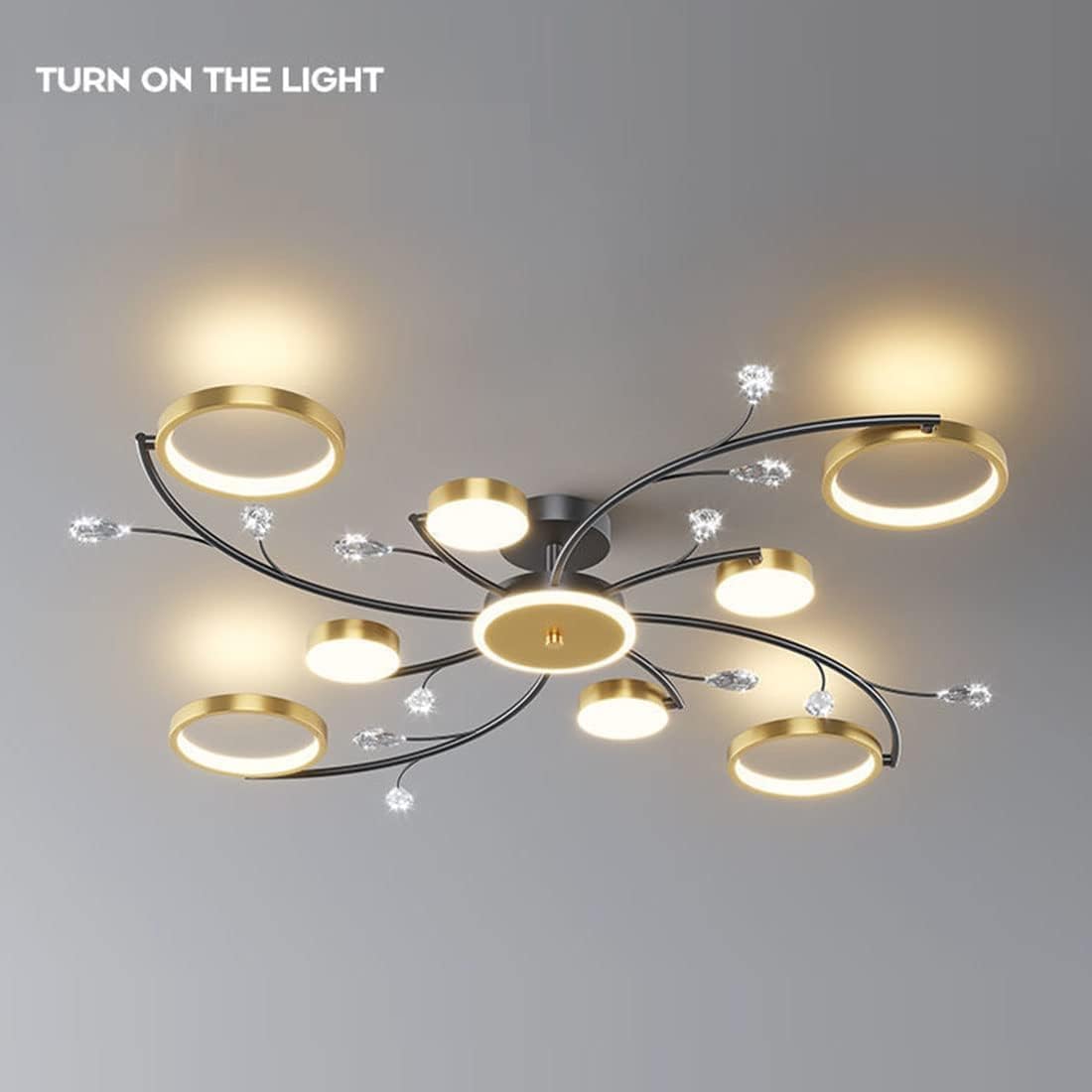 Lampa sufitowa LED w stylu nordyckim, kwiatowa lampa wisząca z połowy wieku, do sypialni, salonu i jadalni, solidna oprawa do zabudowy, 6/8/10 (8 świateł)
