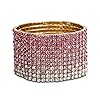 Steve-Madden-Wide-Rhinestone-Stretch-Bracelet-For-Women Steve Madden Wide Pink Ombre Rhinestone Stretch Bracelet For Women