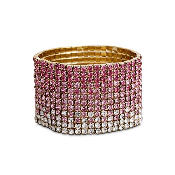 Steve-Madden-Wide-Rhinestone-Stretch-Bracelet-For-Women Steve Madden Wide Pink Ombre Rhinestone Stretch Bracelet For Women