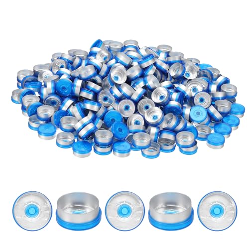 PATIKIL 20mm Flip Off Caps, 300 Pcs Flip Off Caps Flip Off Seals Flip Off Vial Seals Plastic Aluminum Caps Cover for Glass Vial Laboratory, Dark Blue