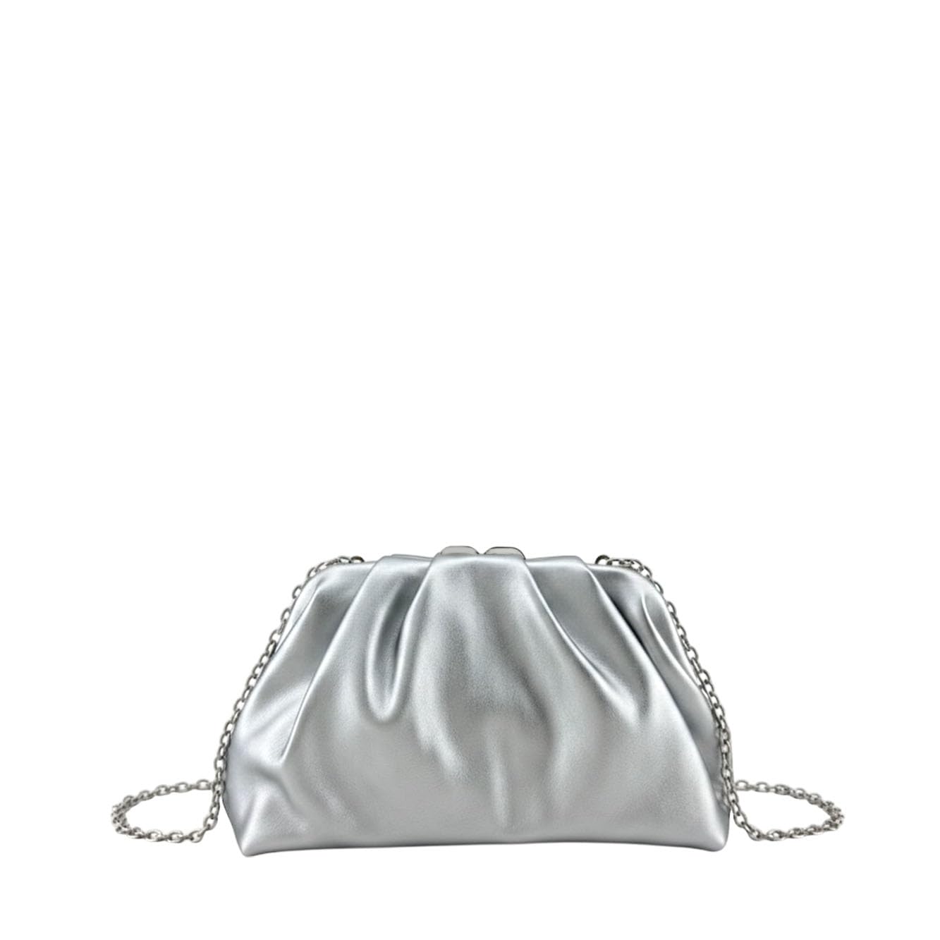 MODELISA - Bolso de Mano de Fiesta Tipo Clutch para Mujer, Cartera de Fiesta con Pliegues y Cadena de Hombro Desmontable
