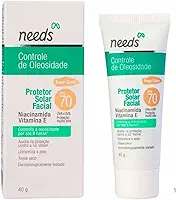 Needs Protetor Solar Facial FPS 70, Controle de Oleosidade, Bege Claro, com Niacinamida e Vitamina E, 40g