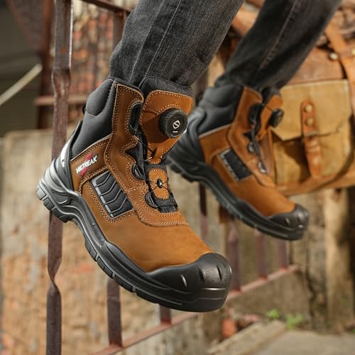 Image of Composite Toe Work Boots for Men and Women - Exceeds Steel Toe Protection, Quick Fit System, Kevlar Puncture-Resistant Midsole, S3 HRO Certified, Heat-Resistant, Waterproof, Rubber Slip-Resistant Outsole, Safety Shoes for Industrial & Welding Use