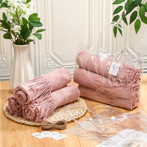 Hercicy 6 Sets Bridesmaid Proposal Gifts Scarf Shawl with Clear Bags for Women Wedding Party Favor Bridal Shower Gifts4