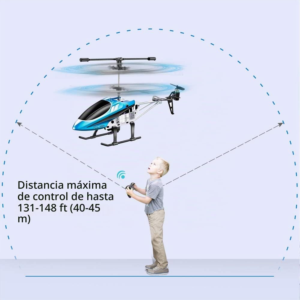 VATOS YD-927 Helicóptero teledirigido con Mando a Distancia para Interiores y Exteriores, 3 Canales, 2,4 GHz, luz LED, giroscopio, función de Flotador