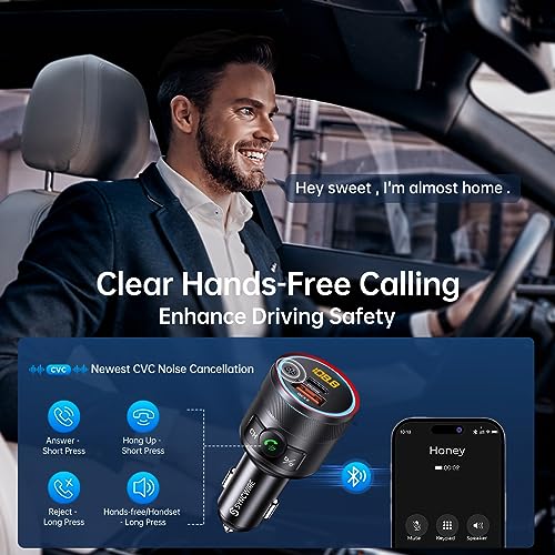 Syncwire SW-XC653 Bluetooth 5.3 Fm Transmitter For Car, 38W Pd&Qc3.0 Dual Usb Charging Bluetooth Car Adapter Microphone & Bass Sound Mp3 Music Player Fm Car Kit thumb #3