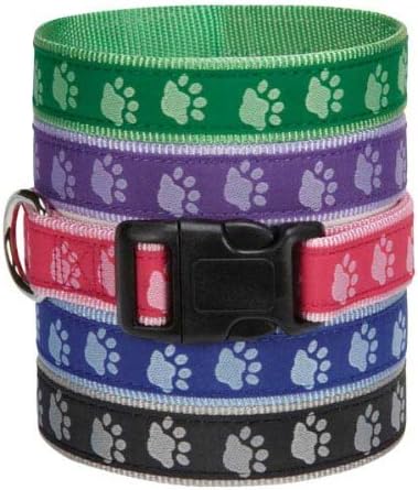 Miniatura 2 de Guardian Gear Collar de perro de nailon con estampado de patas, se adapta a cuellos de 10 a 16 pulgadas, negro