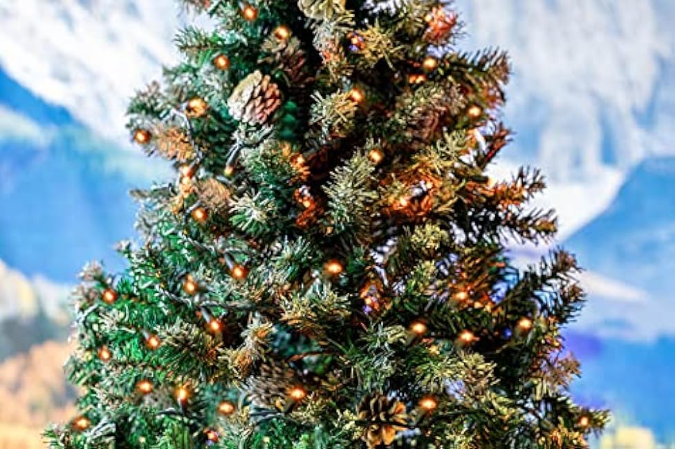 Novelty Lights 11ft 50 LED Amber Christmas Lights Outdoor/Indoor, 2.5 Spacing, Green Wire String Lights for Festive Xmas Lighting, IP55, UL Listed, Dimmable, Connectable