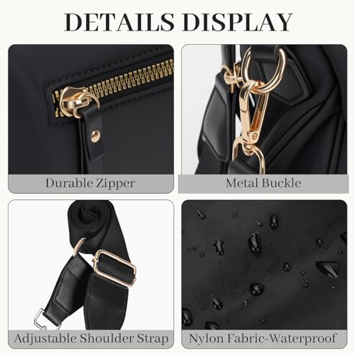 Image of Womens Crossbody Bag, Spacious Nylon Bum Bag Trendy Shoulder Purse with Adjustable Strap Zipped Travel Essentials