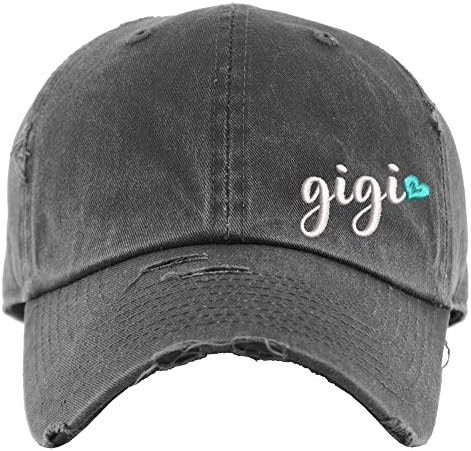 Gigi w/Heart Hat | DISTRESSED Baseball Cap OR Ponytail Hat | Gigi Gifts | Personalize it! | Custom Embroidered Hat