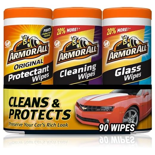 Armor All Protectant, Glass and Cleaning Wipes, Wipes for Car Interior and Car Exterior, 30 Count Each (Pack of 3)