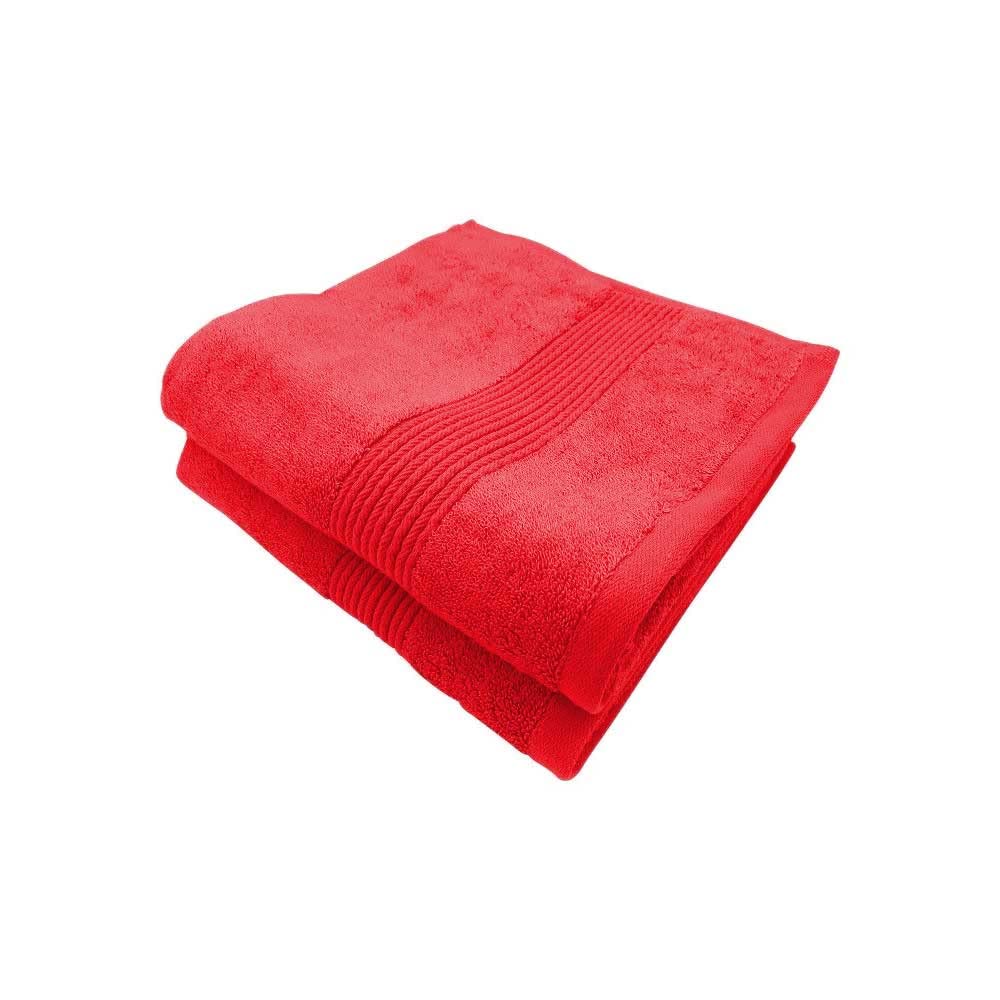 Alpes Blanc Juego de 2 toallas de baño de algodón y bambú, 600 g/m² (rojo, 100 x 150)